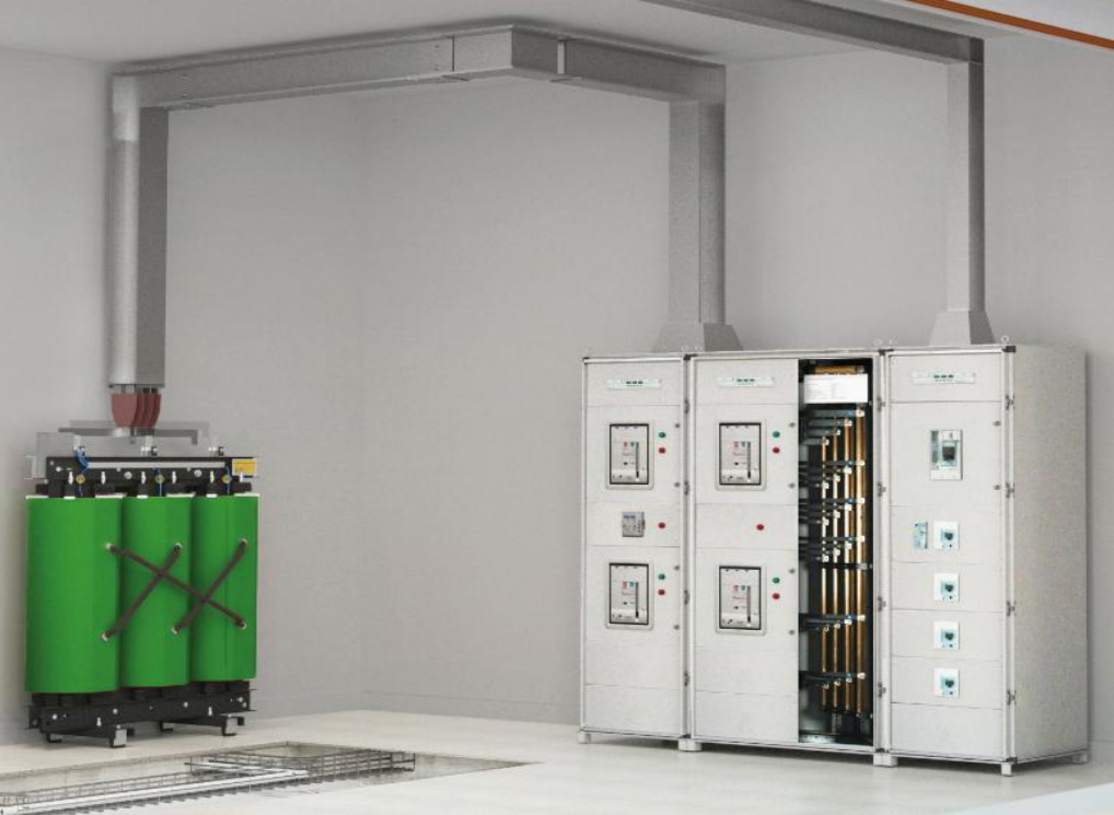 Complete elektrische installatie van transformator, busbar t/m hoofd verdeelinrichting